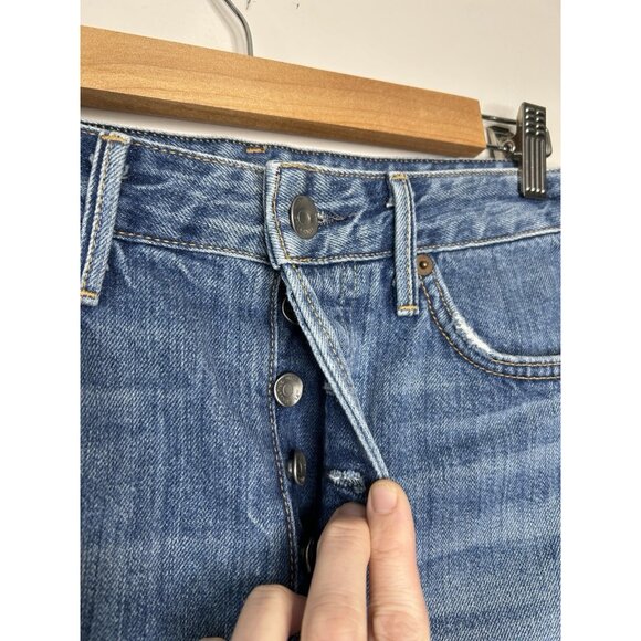 Grlfrnd Shorts Womens Blue Denim Cut Offs Poppy High Rise Distressed Size 26 - Picture 2 of 9